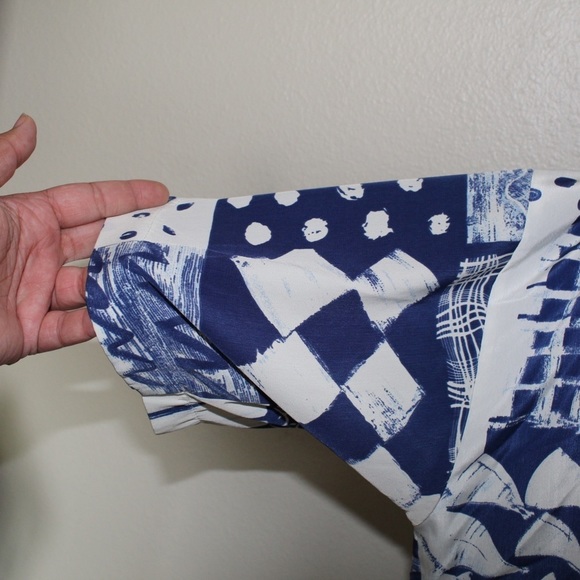 Peter Popovitch Vintage Blue Multi Pattern Design Short Sleeve Top - Medium - Picture 5 of 8